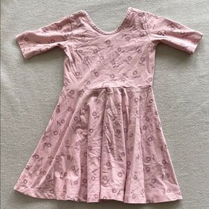 Hanna Andersson Light Pink Kids Dress with Floral Pattern